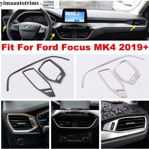 Front Dashboard Air Conditioner AC Vent Decor Cover Trim Accessories For Ford Focus MK4 2019 - 2021 Car Stainless Steel Interior