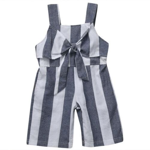 Toddler Kid Baby Girls Romper Bodysuit Striped Bowknot Sleeveless Jumpsuit Summer Jumpsuit Playsuit pokemon bebe 2020 Hot Sale