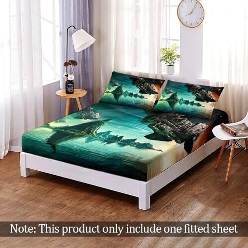 Home Bedroom Decor 3D Print Outer Space Galaxy Starry Sky Fitted Sheet Customize Elastic Band Bed Sheet Queen King Size 1pc