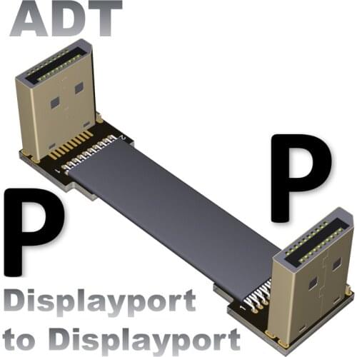 DP interface male to female extension cord displayport1.4 Angle connection flat thin soft card cable 32.4Gbps 8K(UHD)/60p