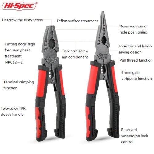 Hi-Spec Multifunction Set Tools Wire Pliers Cutter Stripper Crimper Needle Nose Nipper Wire Stripping Crimping Hand Tools