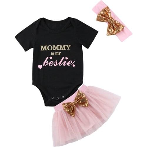 Summer Autumn Newborn Infant Baby Girl Clothes Set Romper Tutu + Dress Skirt + Headwear Headband Princess Party Pageant