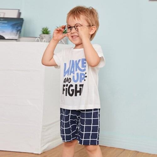 Toddler Kids Baby Boys Sets Summer Letter T-shirt Shorts Pajamas Sleepwear Outfits Set Vestidos De Verano Conjuntos De Menino