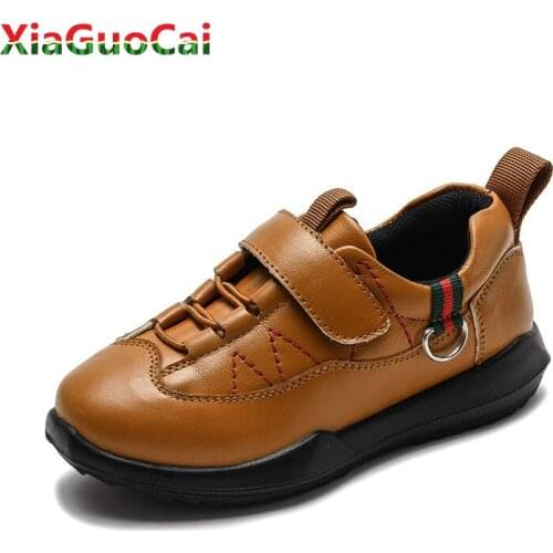 Newest Kids Boys Casual Fashion Shoes Hook & Loop leather Breathable Comfort Sneaker Rubber Bottom Soft Children School Shoes