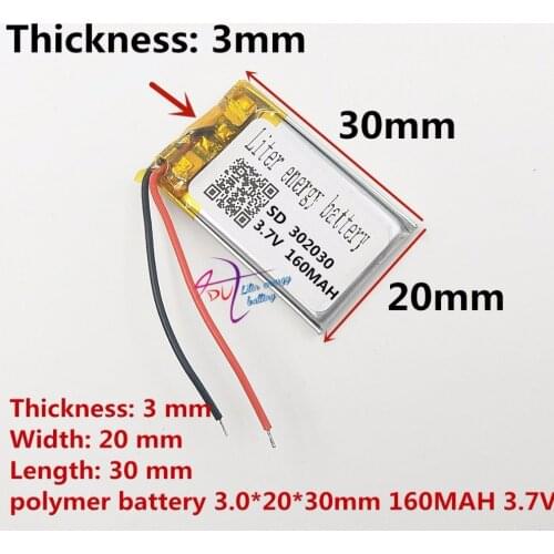 Liter energy battery 3.7V polymer lithium battery MP3 Bluetooth headset MP4 recording pen 032030 160mAh