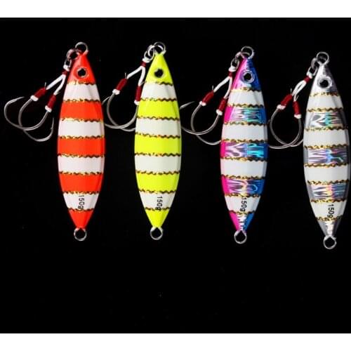 Lurekiller metal jig fishing lures 80g 60 120 150 250g Slow Jigs bait saltwater jigging lures Lead Fish with Hooks red yellow