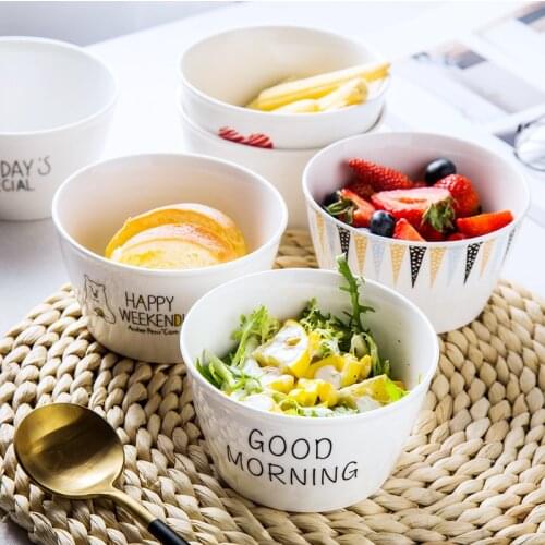 Breakfast bowl Nordic creative personality lovely couple household tableware ceramic simple net red ins wind rice bowl single