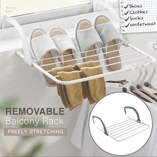 Multifunctional Foldable Drying Rack Household Indoor Outdoor Balcony Adjustable Shelf Clothes Towel Shoe Hanger @LS