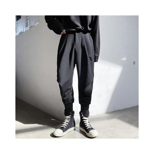 Dark, Trendy cargo pants, loose-fitting harem pants, Yamamoto minimalist slacks