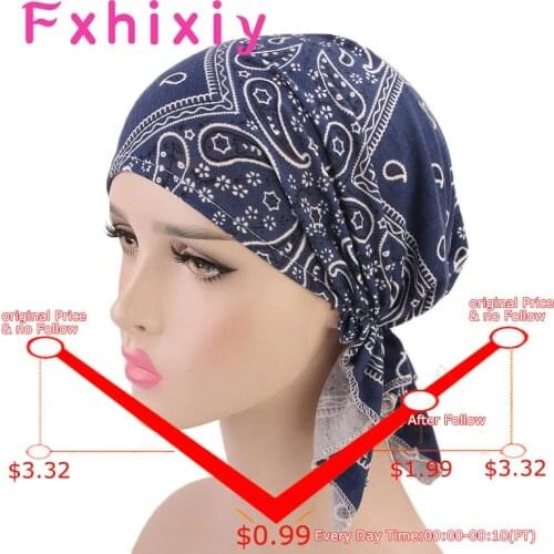 Soft Bohemia Women Bandana Scarf Pre Tied Chemo Hat Beanie Turban Headwear Headscarf Wrap Cancer Hair Accessories