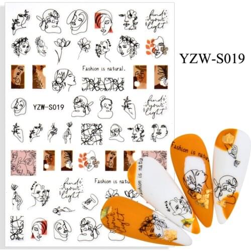 YWK The New 3D Nail Sticker Portrait stickers for nail Foil Flower Fruit Design Nails Accessories Fashion Manicure Sticker