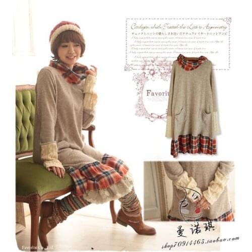 Autumn winter vintage plaid patchwork spanish vestido curto tunique femme robe de plage crochet vestido amarelo hippie boho mori