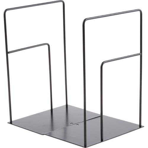 1 Pair Rectangle Bookends Book Stand Support Desktop Office Magazine Organizer B95C
