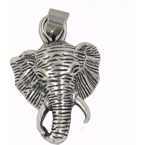 FANSSTEEL Stainless Steel Jewelry Masonic ELEPHANT HEAD ANIMAL Pendant FSP17W38