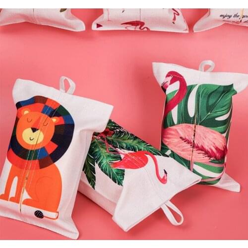 Hanging Cotton Linen Tissue Cover Living Room Bathroom Cute Cartoon