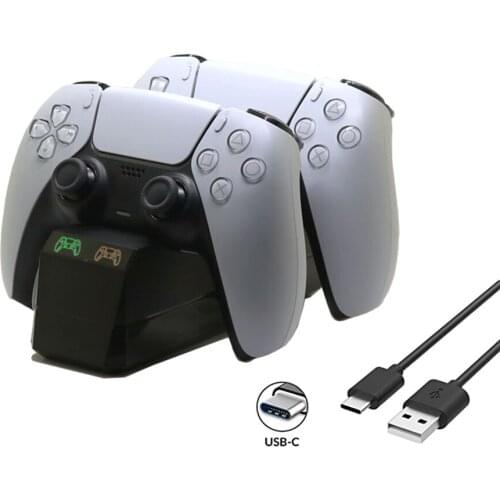 Ruitroliker USB Type C Charger Dock Station with Fast Dual LED Indicator Charging Stand for PS5 Controller