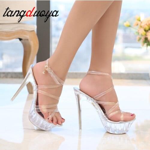 Stripper heels Platform high heels clear sandals high heels Sexy Pvc Sandals Shoe for Stripper Pole Dance Women stripes strip