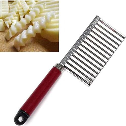 Potato Chip Slicer Dough Stainless Steel Vegetable Fruit Crinkle Wavy Slicer Knife Potato Cutter Peeler Chopper French Fry Maker