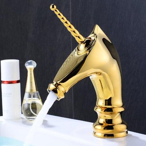 Bathroom Basin Faucet Gold and White/Black Finish Brass Mixer solid copper Luxury North Europe style Tap Sink Taps Basin Faucet