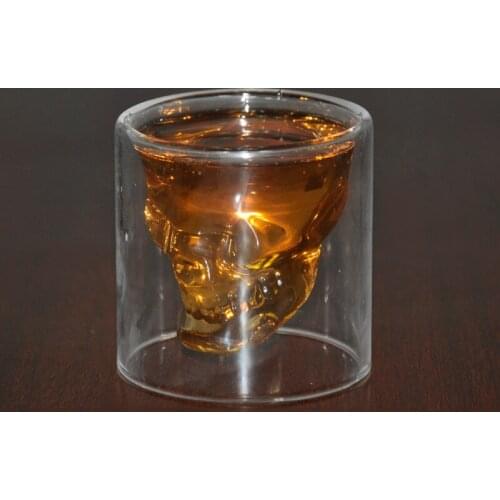 4 sizes Two ways Shot Transparent Crystal Skull Head Glass Cup For Whiskey Wine Vodka Bar Club beer wine glass