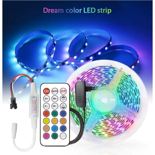 5M 10M WS2811 Led Lights Dream RGB Led Strip Light Addressable 15M 20M 5050 Pixel Led Tape with adapter + controller