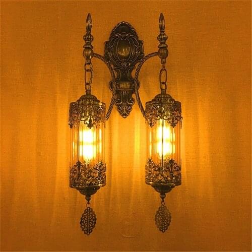 Retro Led Wall Lights Specialty Restaurant bar hotel aisle corridor stairway decorated Turkish Wall lamp with Glass lampshade