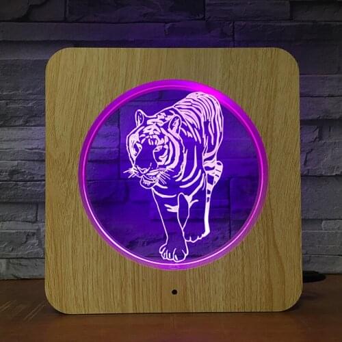 Tiger Animal 3D LED Plastic Night Light DIY Customized Lamp Table Lamp Kids Colors Gift Home Decor DropShipping 2097