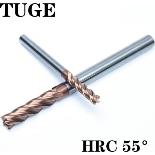 TUGE Cutting Tool HRC55 4 Flute Tungsten Steel Milling Cutter Metal Alloy Milling Tools 100/150mm Flat End Mill For common steel