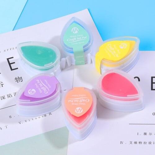 6pcs/set Japanese ink Stamp Pads for Children Water Droplets Inkpad Colorful Ink Pad Kids Favors DIY Scrapbooking Drop Shape
