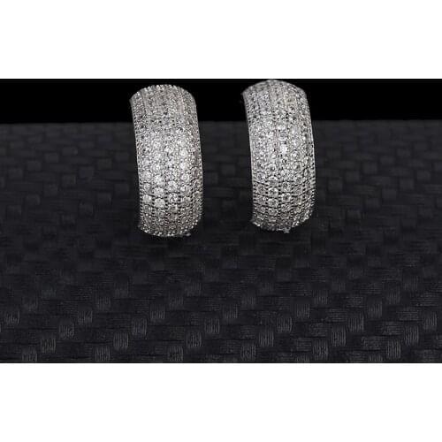 S925 Sterling Silver European And American Jewelry Temperament Simple Cold Wind Four Rows of Diamonds Earrings Ms