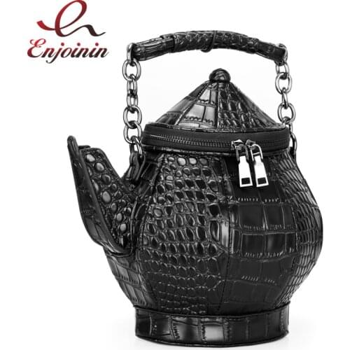 Funny Purses and Handbags for Women Gothic Teapot Shaped Crossbody Handbag Top-handle Funky Tote Womens Novelty Shoulder Bags