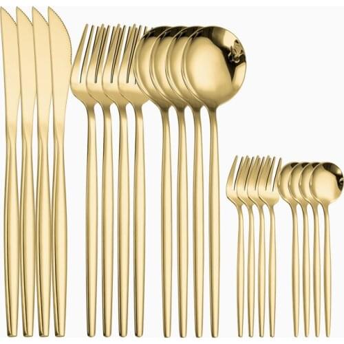 Western Tableware Golden Cutlery Set Party Kitchen Travel Dinnerware Rainbow Color Forks Spoons Knives Set Utensils Dropshipping