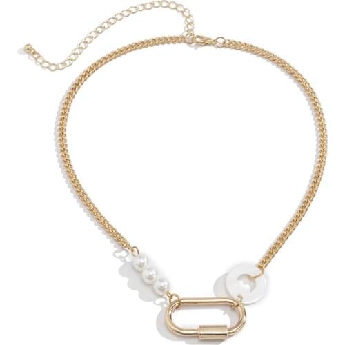 Women Retro Simple Necklace Tassel Personality Wild Long Oval Pearl Pendant Choker Fashion Jewelry Female Wedding Party Gift