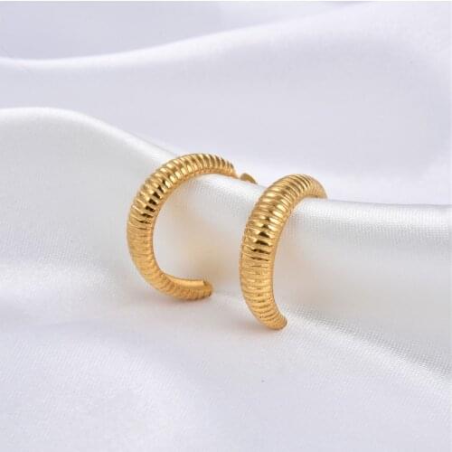 2021 Winter New Popular Stainless Steel Thin Croissant Hoop Earrings For Women Hypoallergenic Waterproof Earrings Jewelry Gifts