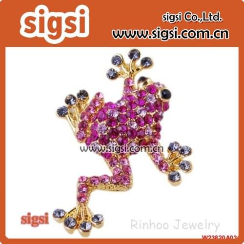 Gold metal pin jewelry purple rhinestone Crystal Frog Brooch Pin Clear Rhinestones Frog Toad lapel pin Brooch