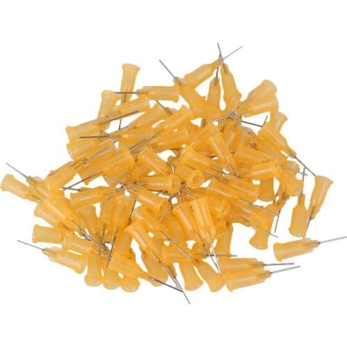 1/2" Plastic Spiral Connector Stainless Steel Adhesive Glue Dispensing Needles Tip Pack of 100 (23Ga Orange)