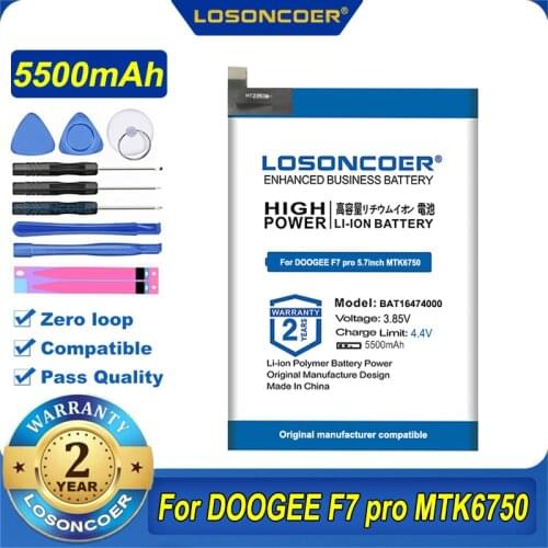 100% Original LOSONCOER 5500mAh BAT16474000 Battery For DOOGEE F7 pro 5.7inch MTK6750