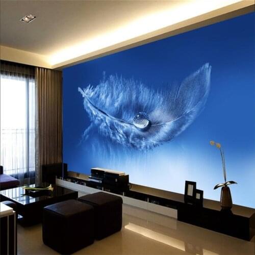 Beibehang 3D wallpaper home decor Photo background whole office blue feather Cafe Hotel large wall covering wallpapers mural