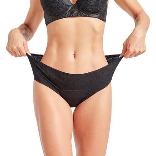 4-Layer Leakproof Women Panties Waterproof Menstrual Underwear Flow Abundant Ribbed Cotton Period Briefs Incontinence Sexy