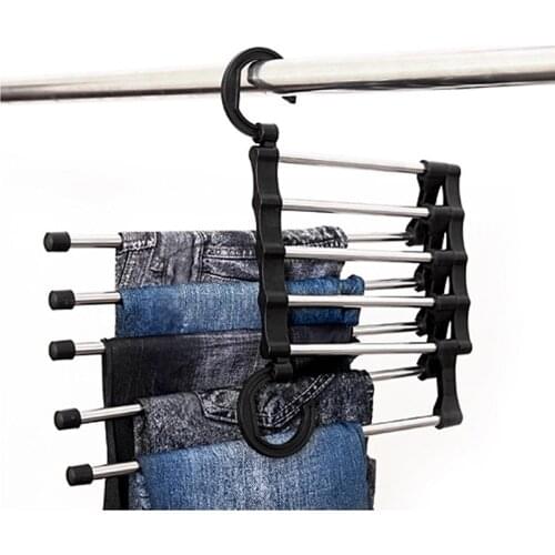 5 in 1 Pant Rack Closet Organizer Clothes Hangers Shelves Stainless Steel Wardrobe Trouser Hanger Coat Storage Rangement