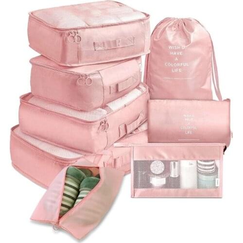 D0LF 8 Pcs Travel Organizer Storage Bags Waterproof Portable Luggage Suitcase Packing Case Clothes Shoe Tidy Pouch