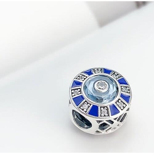 Authentic 925 Sterling Silver Beads Creative Blue Mosaic Fashion Charm Beads Fit Original Pandora Bracelet For Women Diy Jewelry