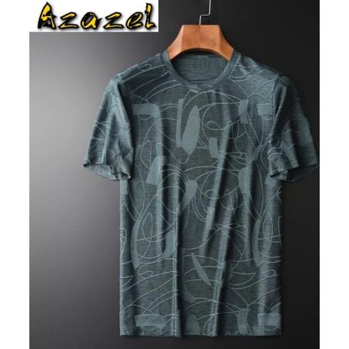 Azazel Jacquard Fabric Mens T-shirts Luxury Short Sleeve Solid Color Summer Male T-shirts Plus Size 4xl Fashion Casual Man Tee
