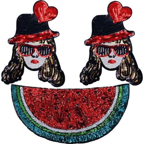 Big sequined watermelon patch iron On Patches for clothes DIY transfers t shirt accessories fashion girl sticker Badge applique