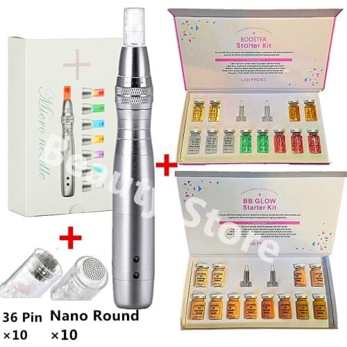Dr pen Machine Set With Needles Korean BB Cream Glow Ampoule Treatment Kit Skin Brightening Whitening Long-lasting Home Makeup