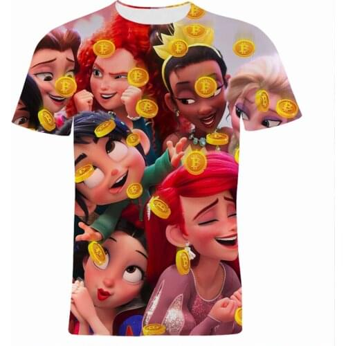 Children T-shirts Summer Disney Wreck-It Ralph 3D Print Women T Shirt Cartoon Anime Short Sleeve Mens Oversize Tee Shirts