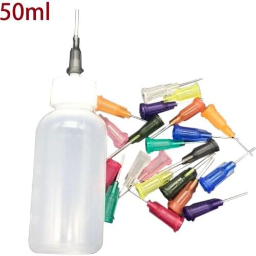 50ml Dispenser Rosin Solder Flux Paste +11 Needles Tool Parts Empty E-liquid Plastic Rosin Flux Alcohol Bottle