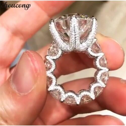 Choucong Vintage Flower Promise Finger Ring 925 Sterling Silver AAAAA cz Engagement Wedding Band Rings For Women Party Jewelry