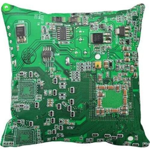 Computer Geek Circuit Board - green Throw Pillow Case Personalized 18x18 Inch Square Cotton Throw Pillow Case Decor Cushion Cove