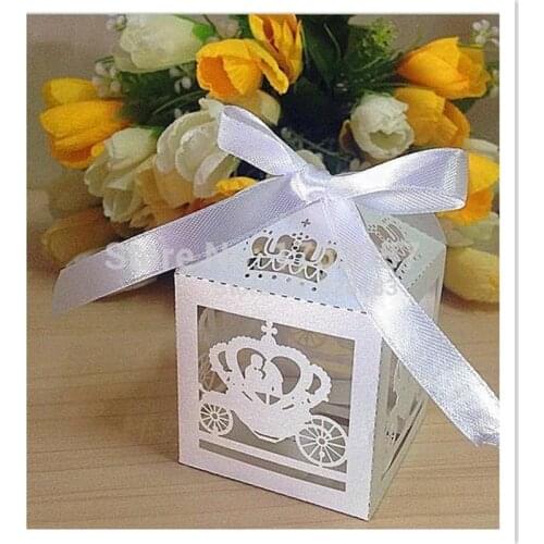 Laser Cut Cinderella Enchanted Carriage Marriage Box, pumpkin carriage Wedding Favor Boxes Gift box Candy box 50